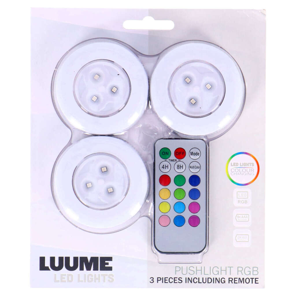 Luume LED-Drucklampen selbstklebend 3 Stück