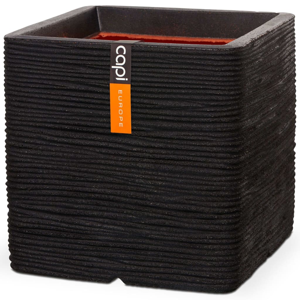 Capi Pflanzer Natur Rib Square 30x 30 cm Schwarz KBLR902