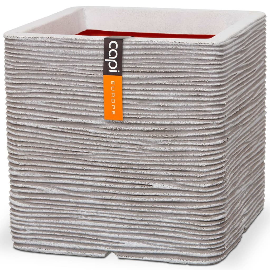 Capi Pflanzer Natur Rib Square 40x40 cm Elfenbein -gepflegtes Kofi903