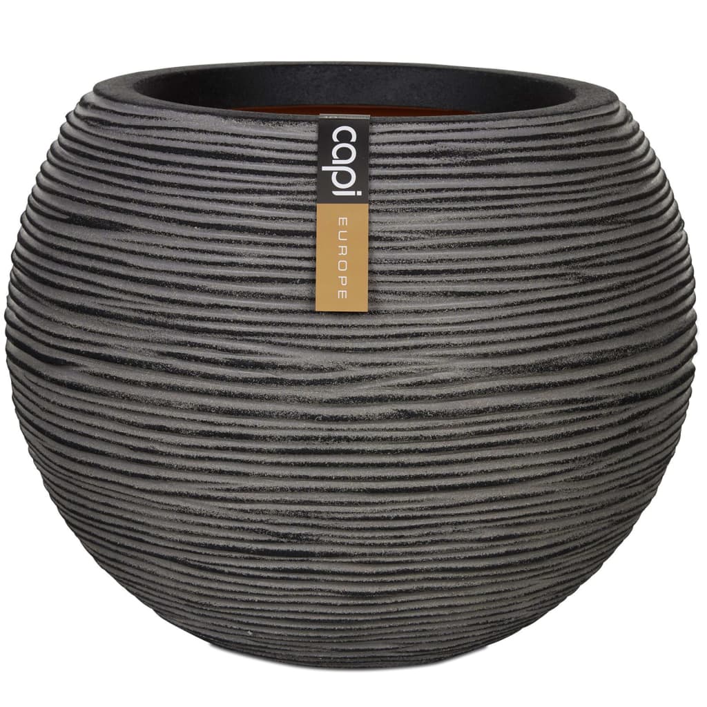 Capi Flowerpot Natur Rib Sphärisch 40x32 cm Anthrazit KOFZ270