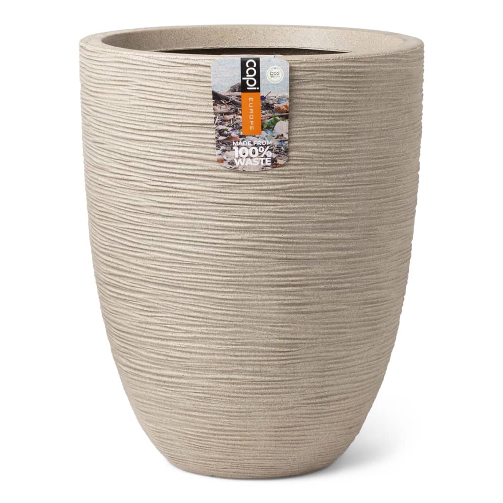 Capi Pflanzer waschen rib elegant niedrig 46x58 cm terrazzo beige