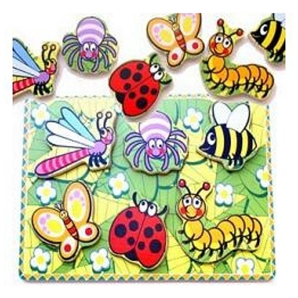 Einfach ein Insektenpuzzle aus Holz für Kinder