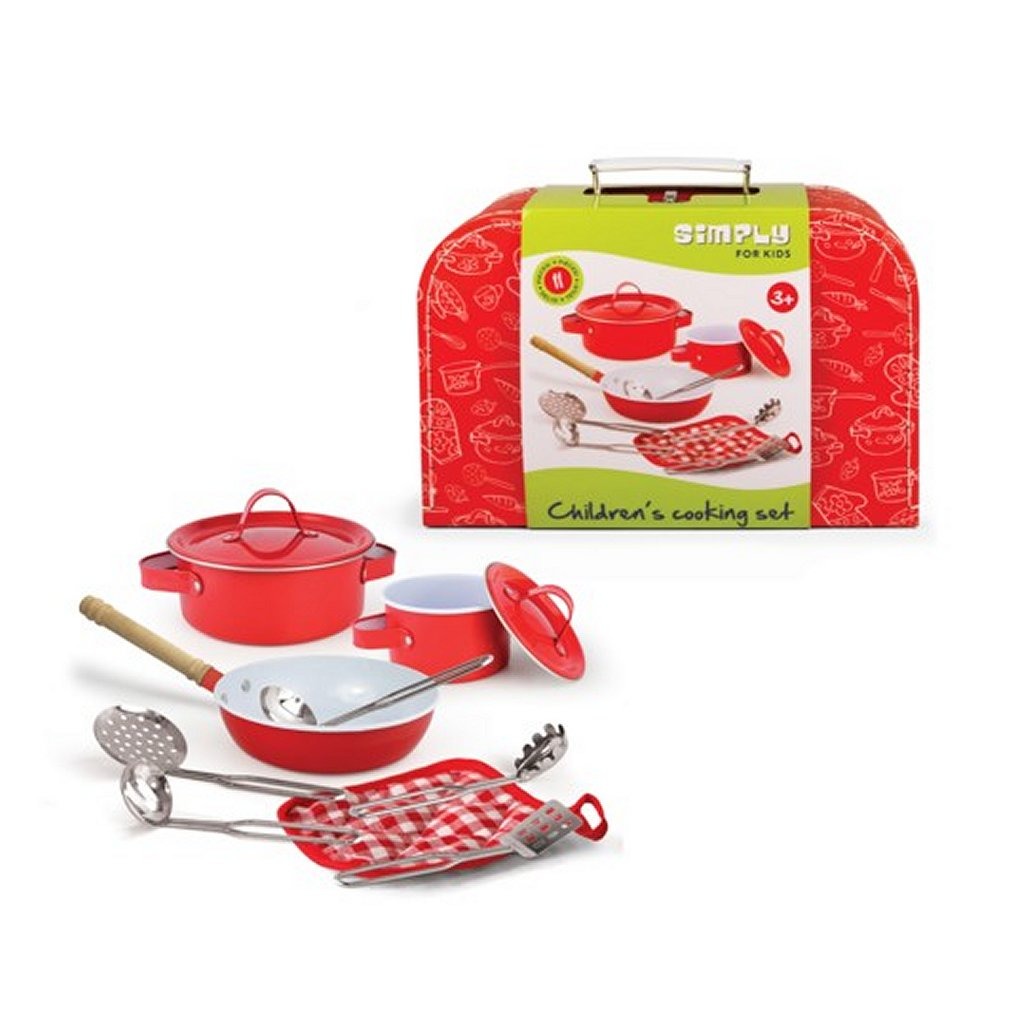 Simply for Kids Metall-Kochset im roten Koffer, 11-teilig