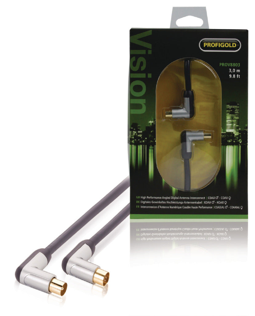 Profigold profigold prov8803 Koaxialkabel Stecker gewinkelt Buchse gewinkelt 3,00 m schwarz