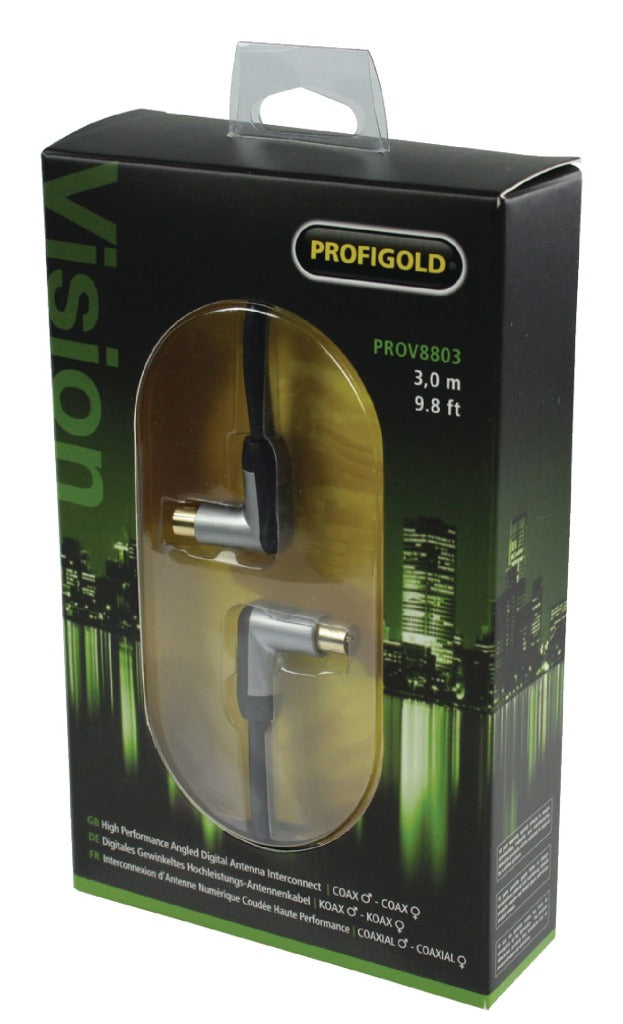 Profigold profigold prov8803 Koaxialkabel Stecker gewinkelt Buchse gewinkelt 3,00 m schwarz
