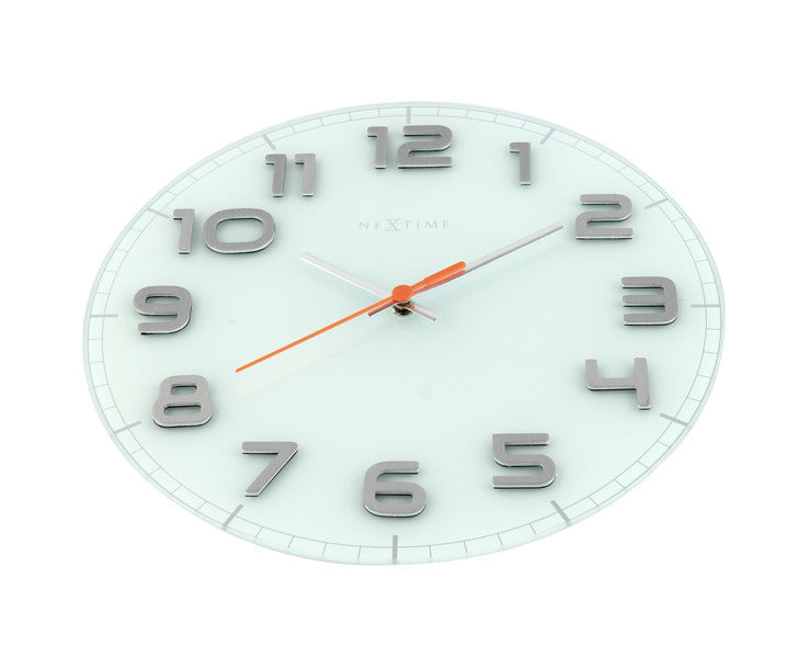 Nexttime ne-8817wi wanduhr dia. 30 x 3,5 cm, Glas, weiß, „edel rund“