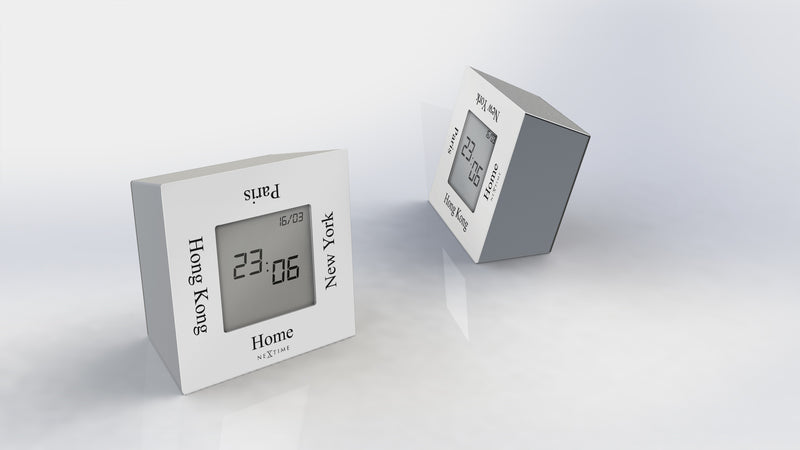 Nextime ne-5190wi Wecker 7,4x4x7,4cm Metall, weiß, 'turn4time'