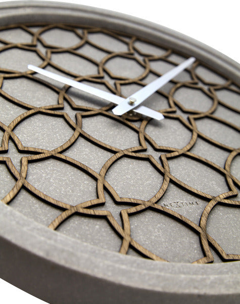 Nexttime ne-3212br wanduhr dia. 39,5 cm, Polyresin-Holz, grau