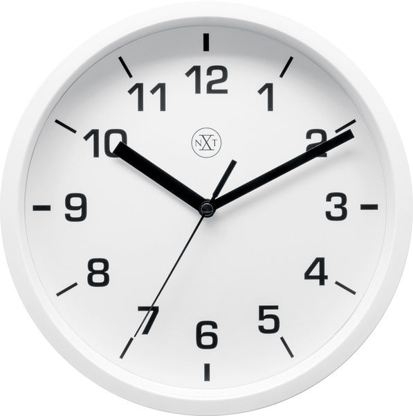 Nexttime nx-7321wi Wanduhr nxt Durchmesser 20cm Kunststoff weiß, weißes Zifferblatt