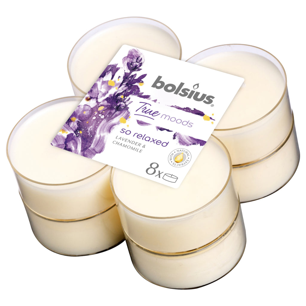 Bolsius True Moods Maxi Lichter Lavendel-Kamille 8 Stück