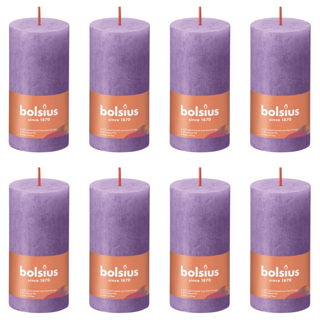 Bolsius Bolsius Stumpenkerzen Shine 8 Stück rustikal 100x50 mm leuchtend violett
