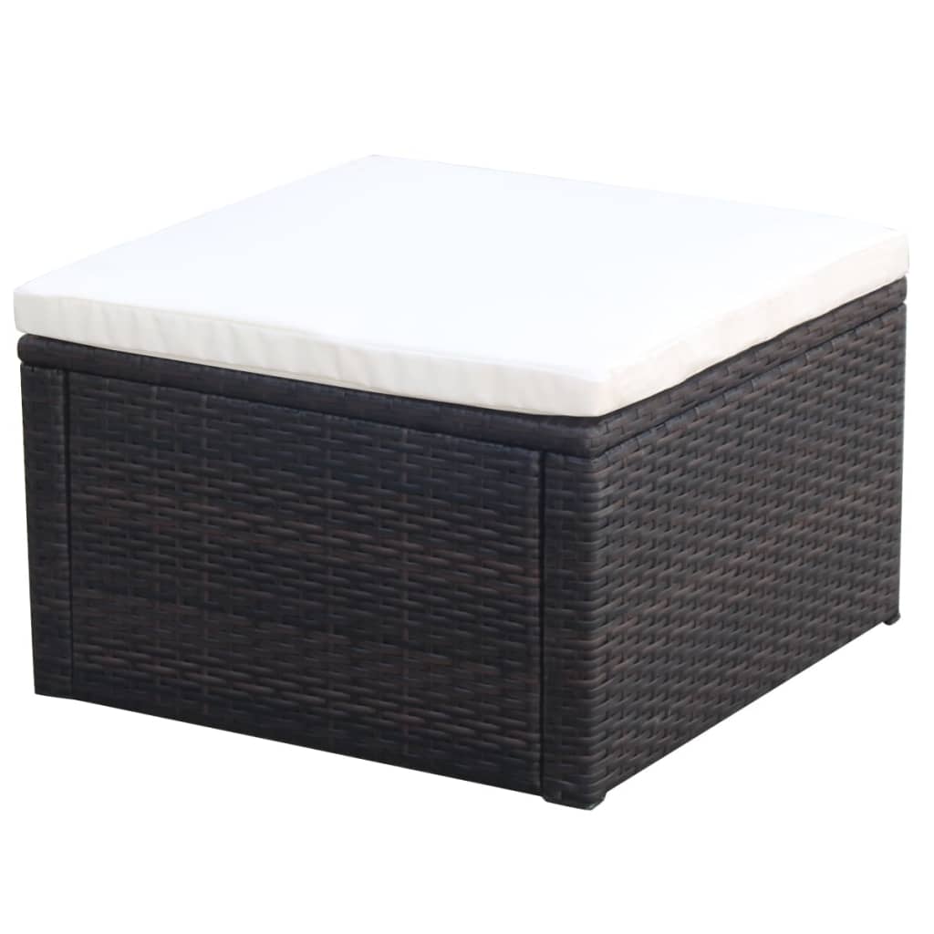 Vidaxl voetenbank poef bruin 53x53x30 cm poly rattan