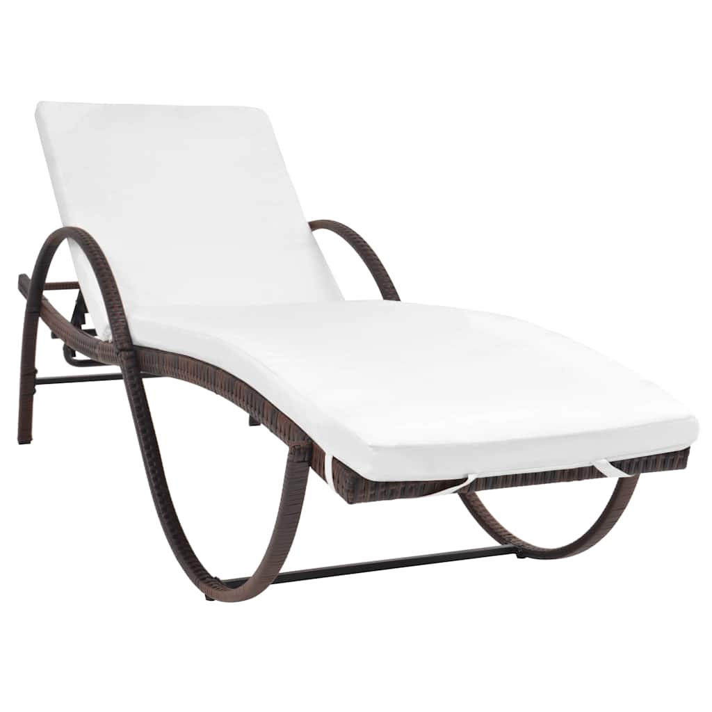 Vidaxl ligbed met kussen en tafel poly rattan bruin