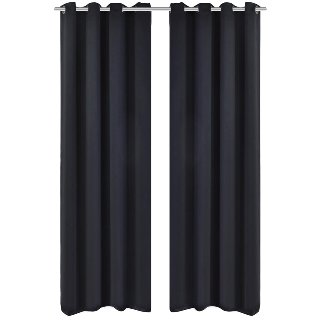 VIDAXL -Vorhänge mit Metallringen Blackout 135x175 cm schwarz 2 STs