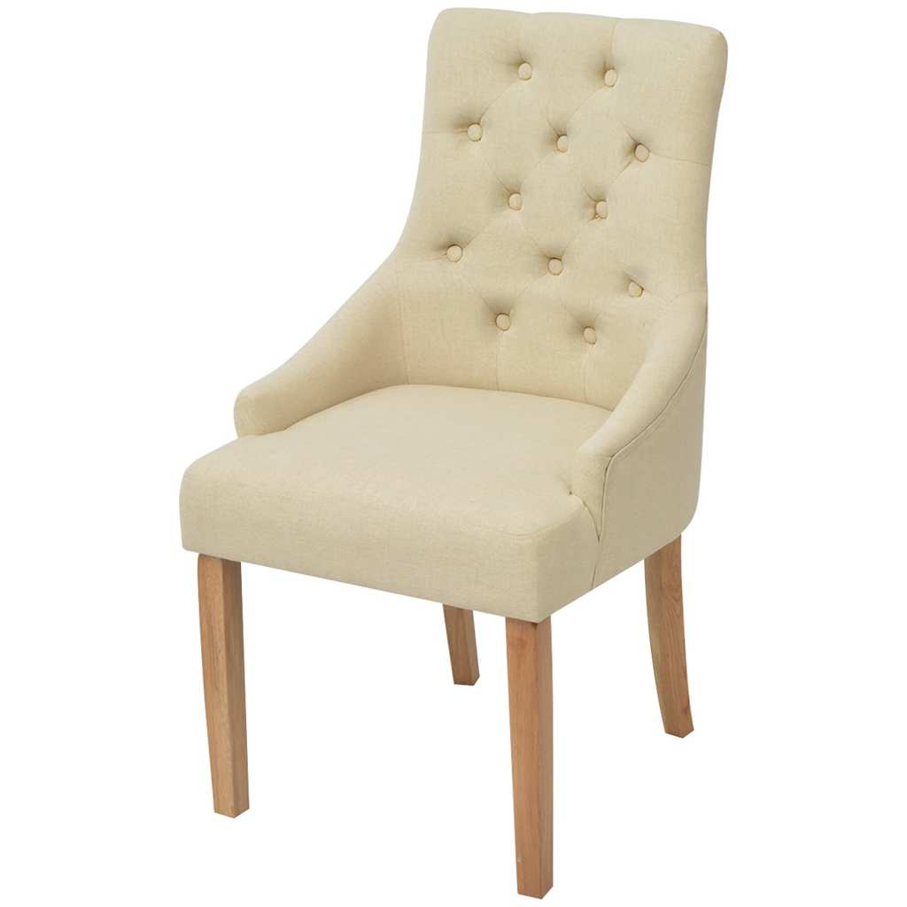 Vidaxl eetkamerstoelen 2 st stof crèmekleurig