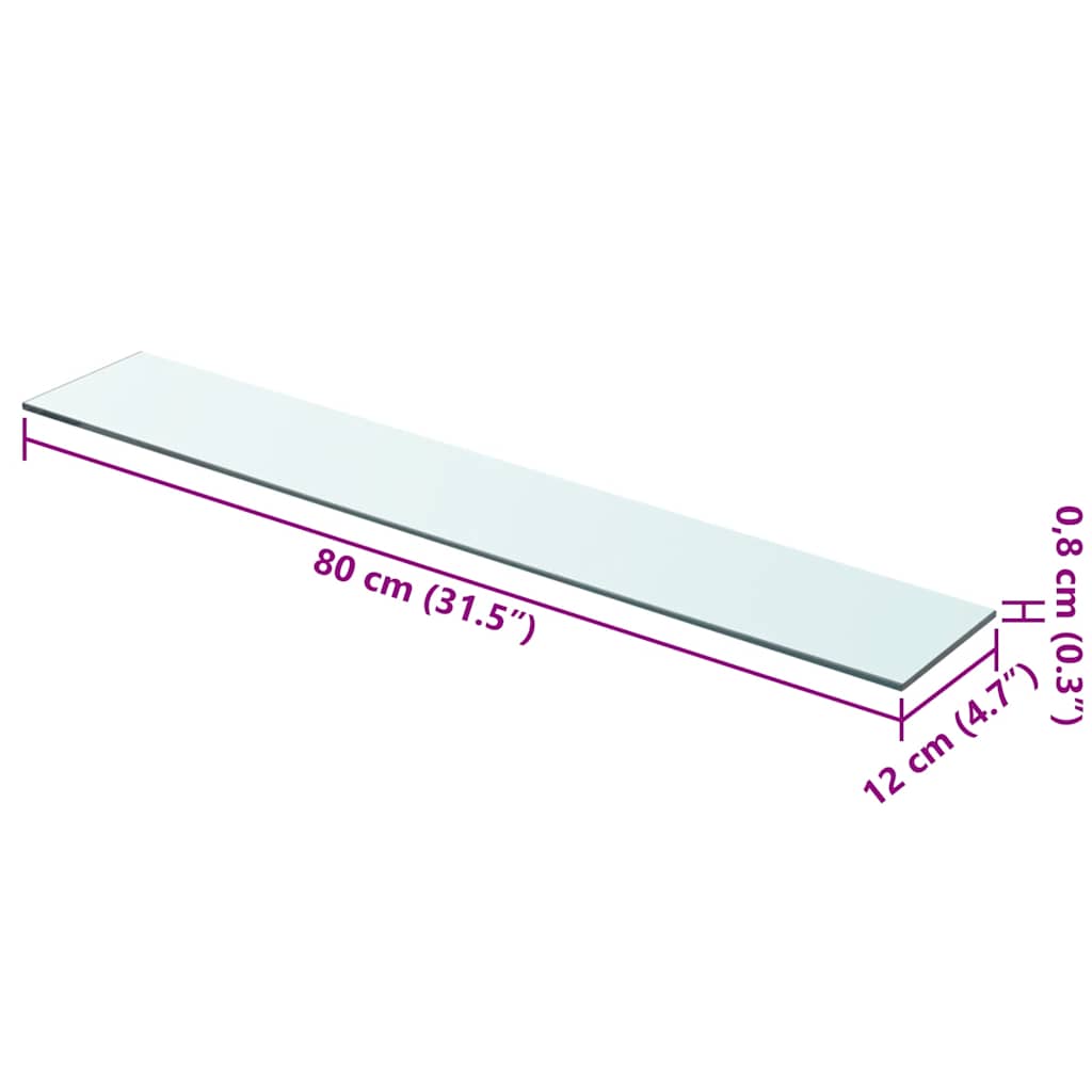 Vidaxl wandschap transparant 80x12 cm glas