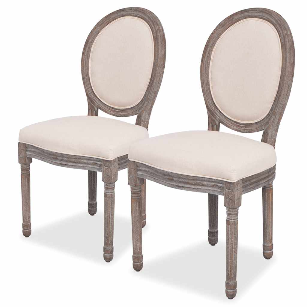 Vidaxl eetkamerstoelen 2 st stof crèmekleurig