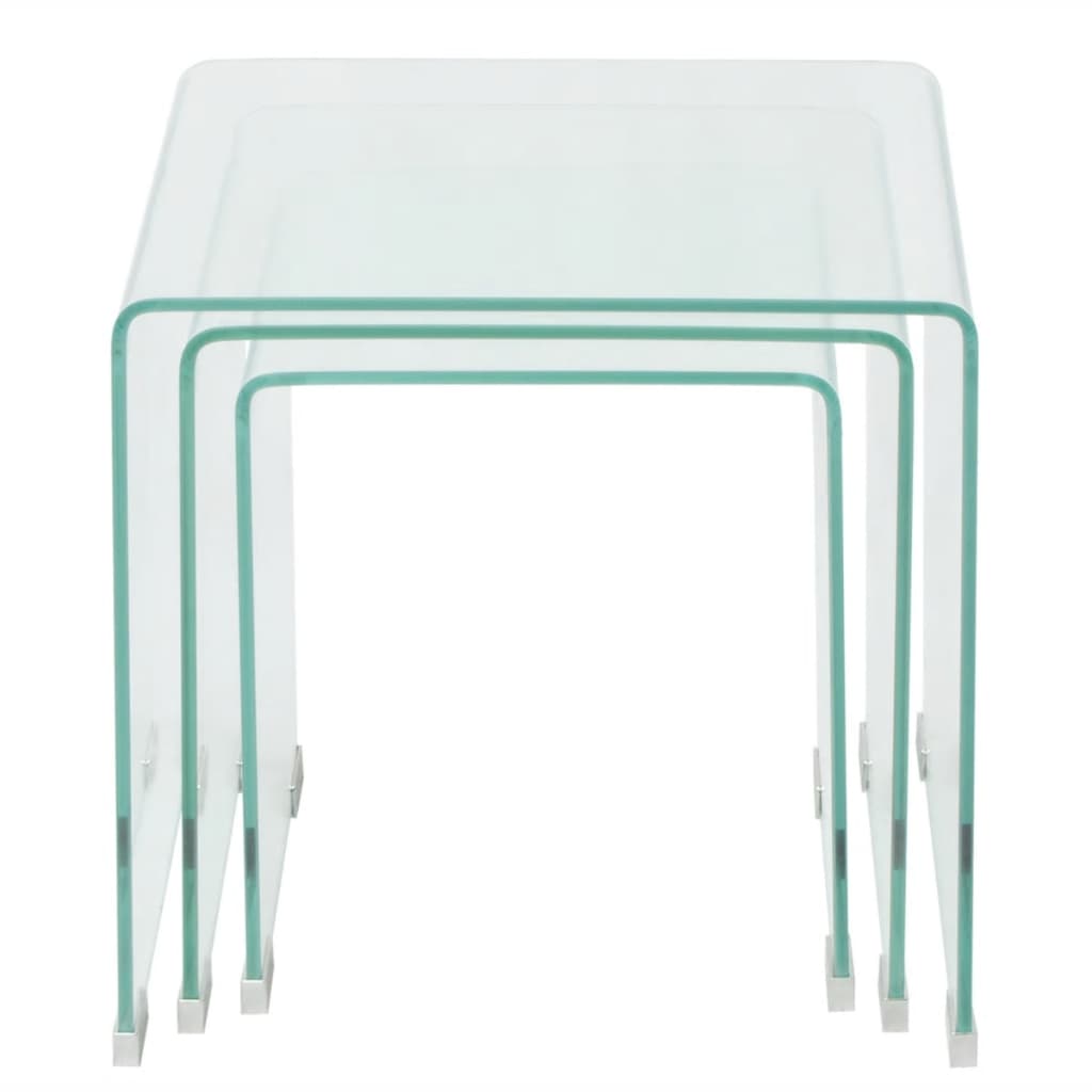 Vidaxl bijzettafel set 3-dlg transparant gehard glas