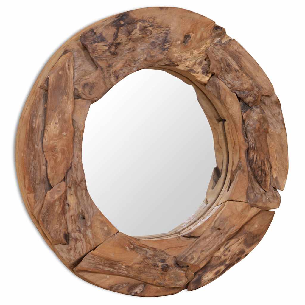 Vidaxx Dekospiegel rund 60 cm Teakholz