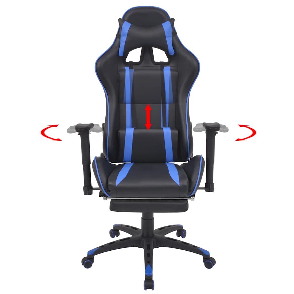Vidaxl bureau- gamestoel verstelbaar met voetensteun blauw