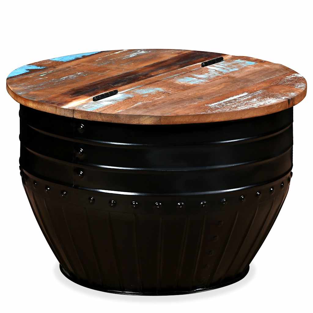 Vidaxl salontafel tonvormig massief gerecycled hout zwart