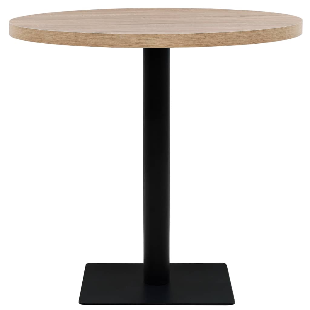 Vidaxl bistrotafel rond 80x75 cm mdf en staal eikenkleur