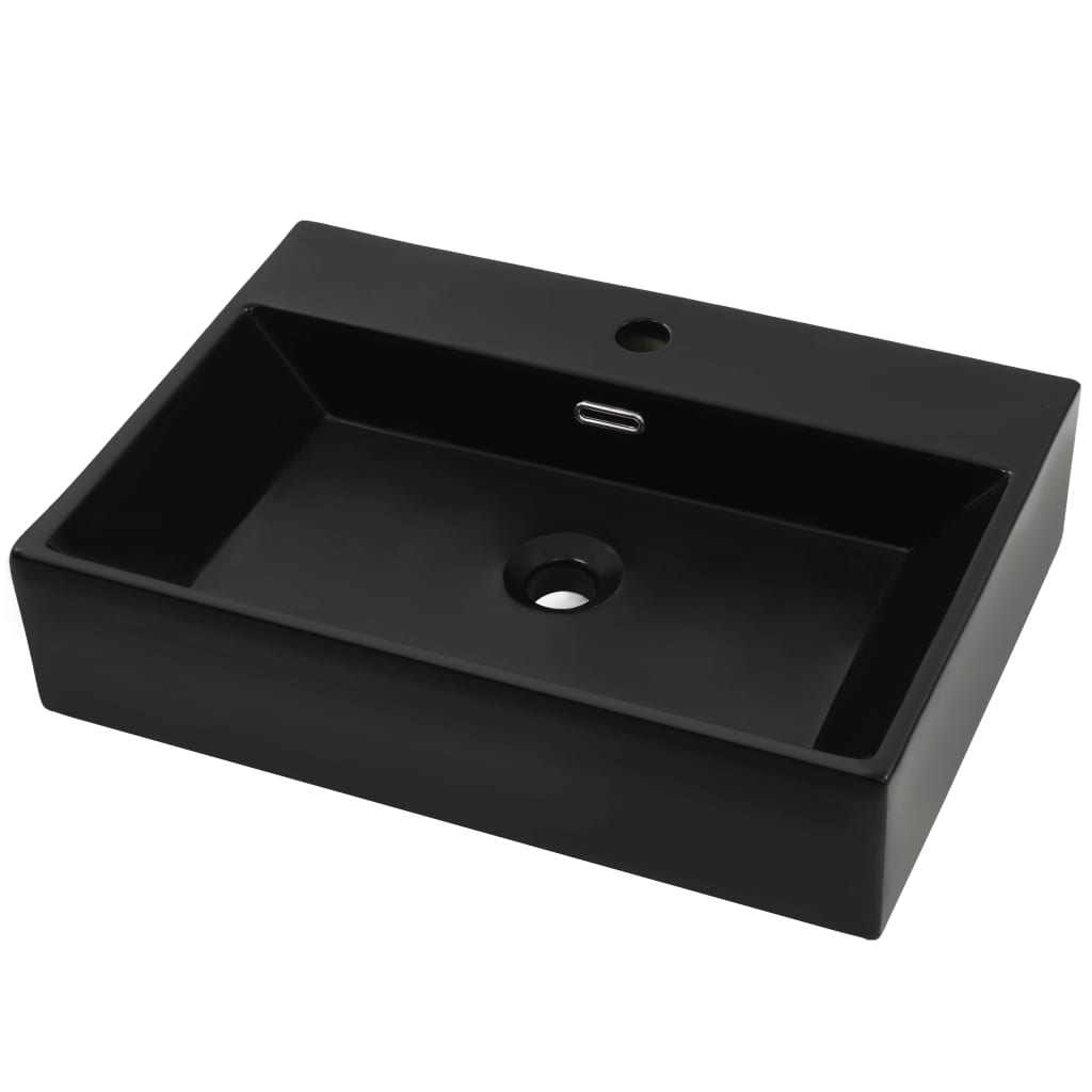 VIDAXL WASHBAIN mit TAP -Loch 76x42.5x14,5 cm Keramikschwarz