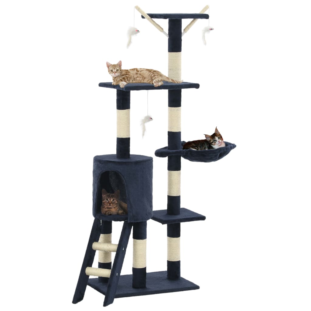 Vidaxl Katzenkratzbaum mit Sisal-Kratzstämmen 138 cm dunkelblau