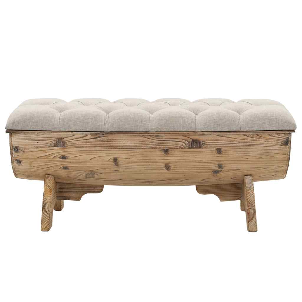 Vidaxl opbergbankje 103x51x44 cm massief hout en stof