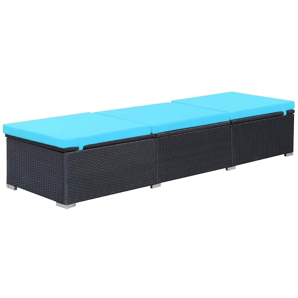 Vidaxl ligbed met kussen poly rattan zwart