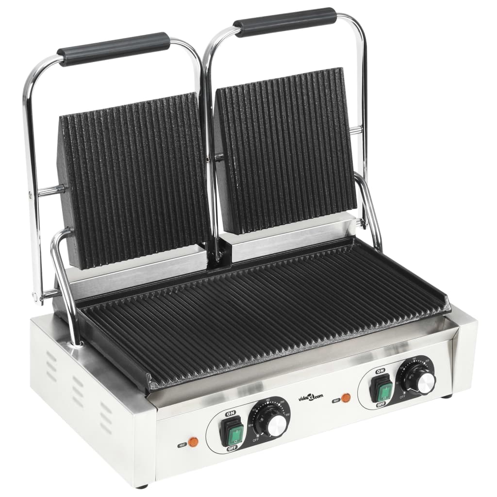 VidaXL Paninigrill doppelt gerillt 3600 B 57x30,5x20 cm