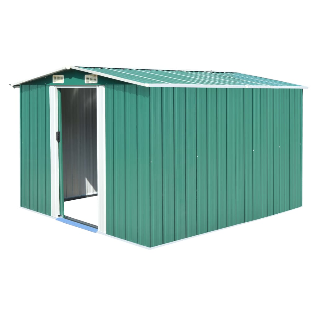 Vidaxl Garden Shed 257x298x178 cm Metallgrün