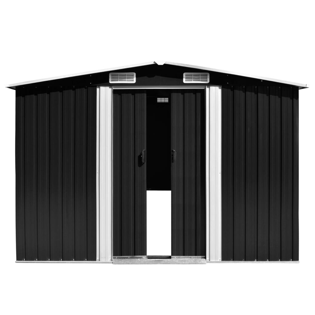 Vidaxl Garden Shed 257x392x181 cm Metall -Anthrazit -gelöscht