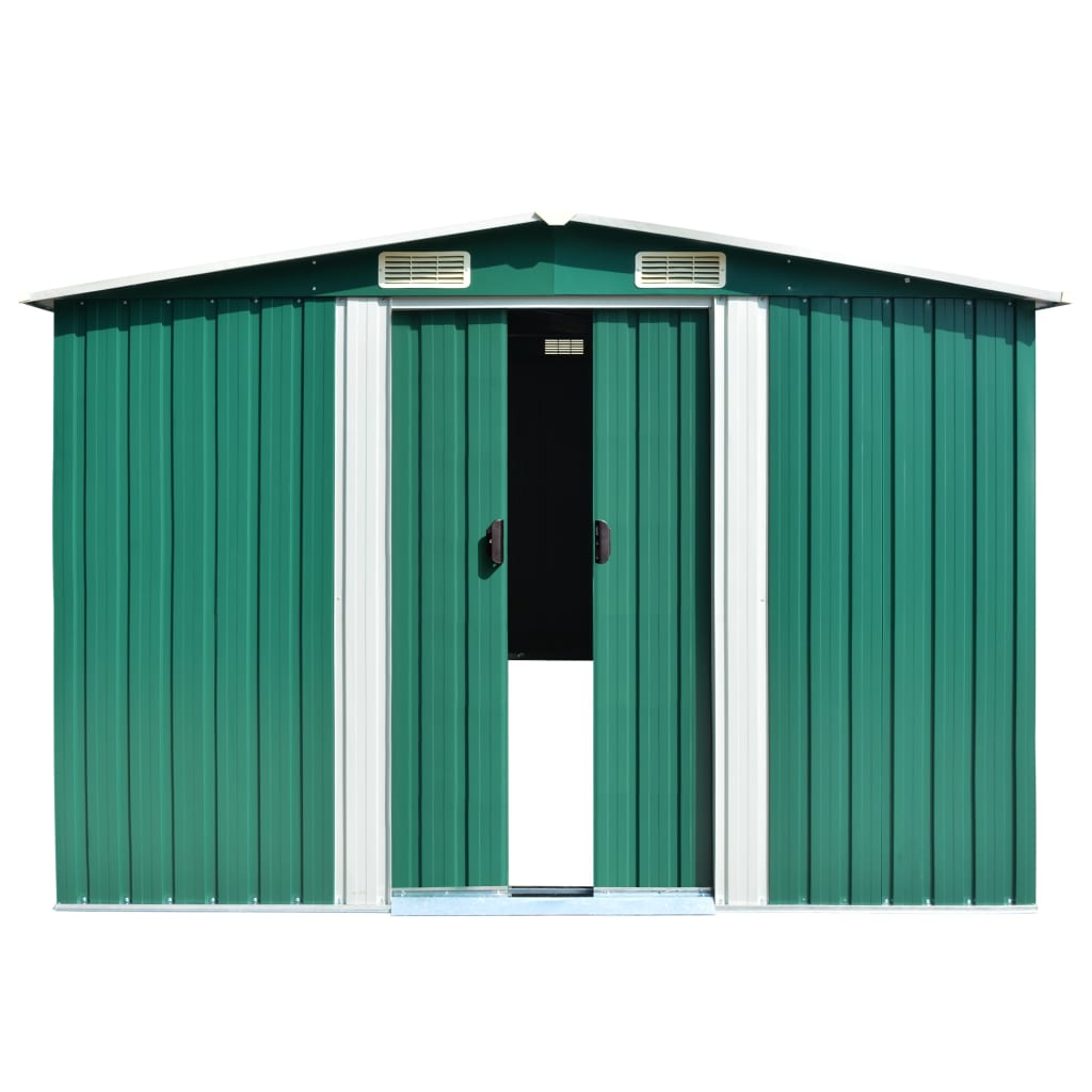 Vidaxl Garden Shed 257x489x181 cm Metallgrün