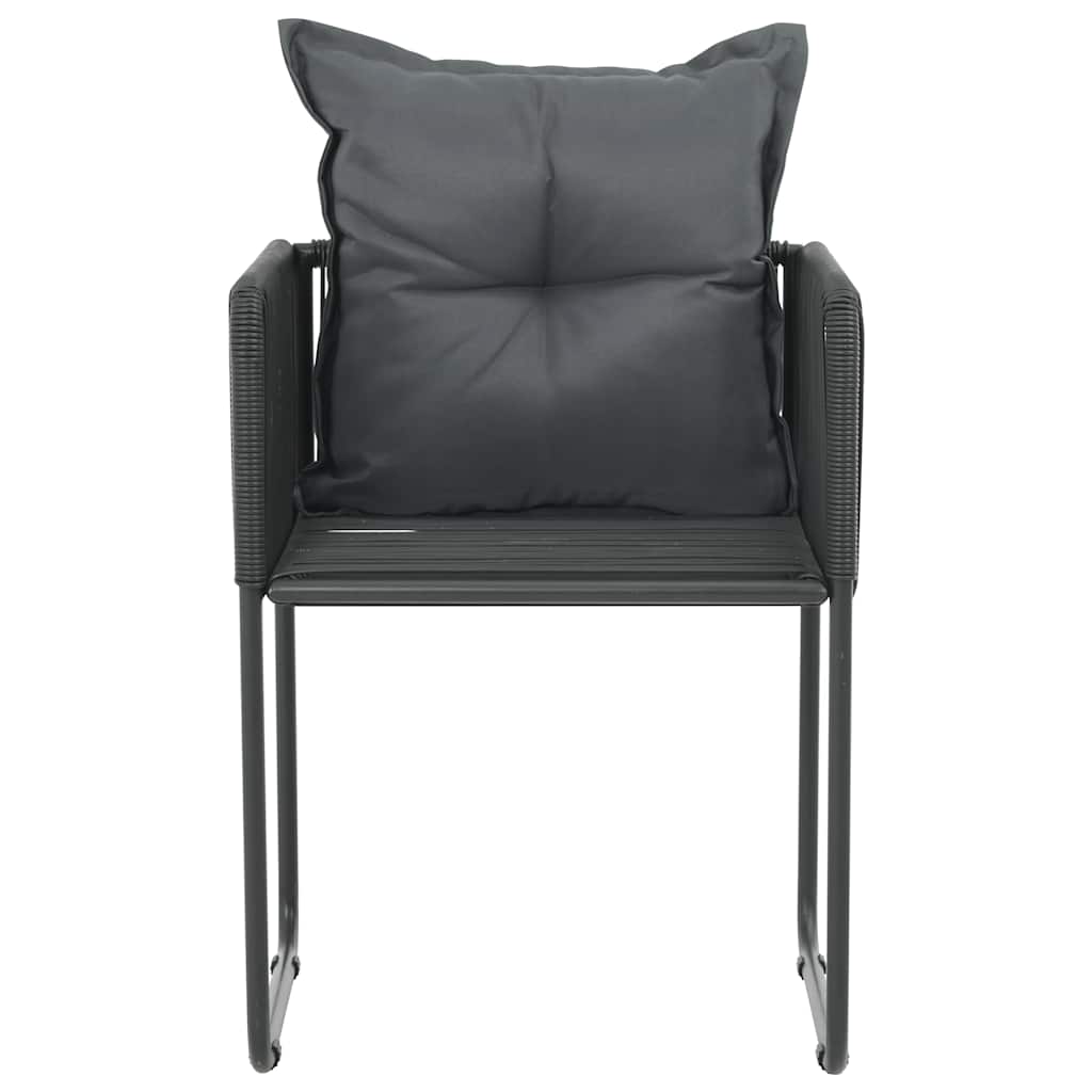 Vidaxl tuinstoelen 2 st met kussens poly rattan zwart