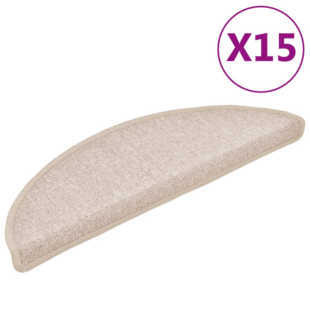 Vidaxl -Treppenmatten 15 ST 56x17x3 cm Taupe Hemisphäre