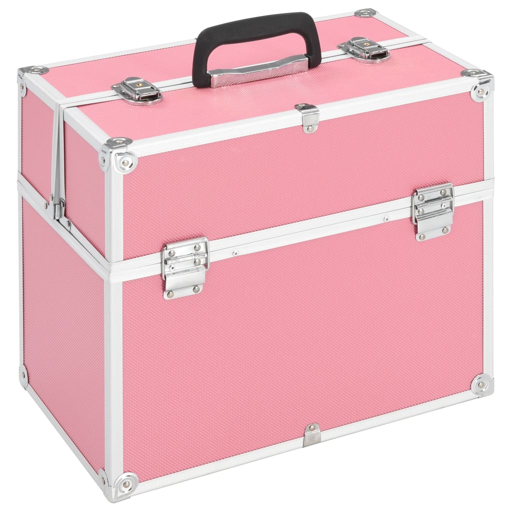 Vidaxl Make -up -Koffer 38x23x34 cm Aluminiumrosa