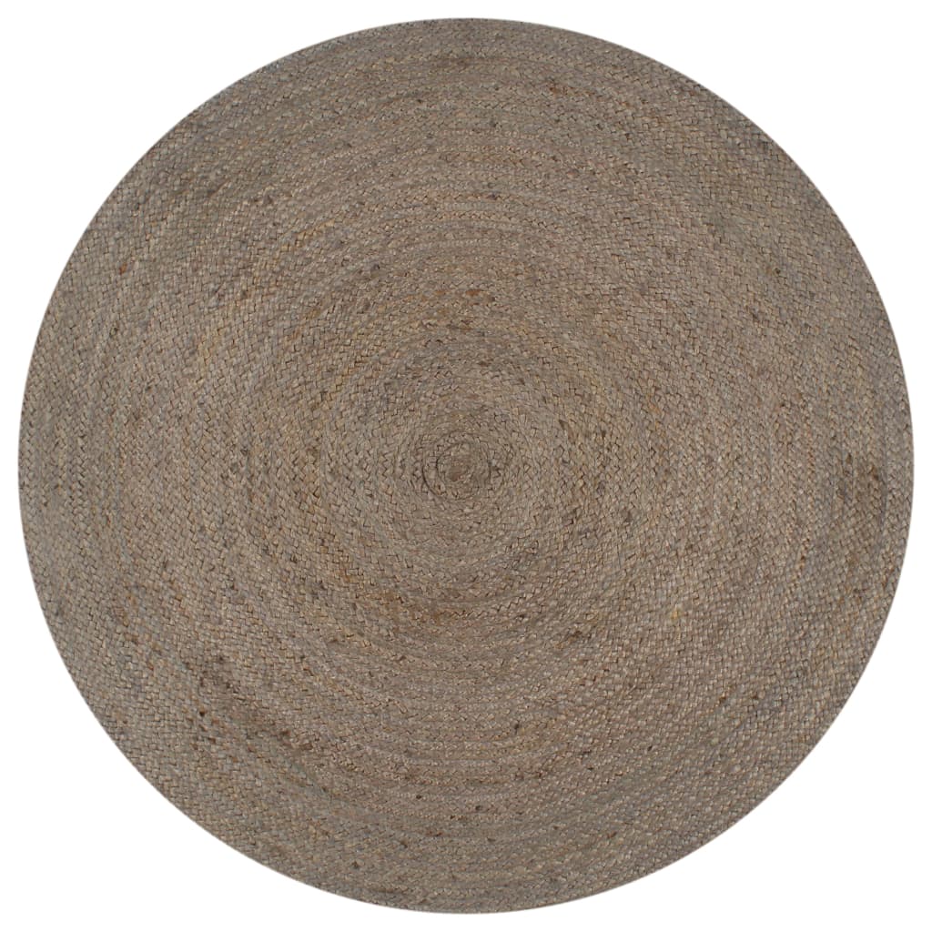 Vidaxl Teppich handgefertigt um 120 cm Jute Grau