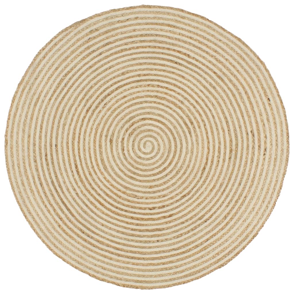 Vidaxl Teppich handgefertigt mit Spiraldesign 120 cm Jute Weiß