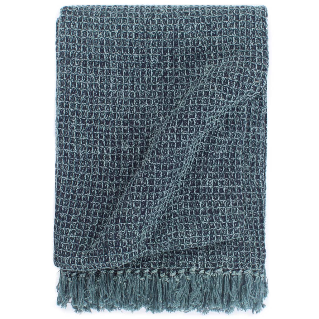 VidaXL Plaid 220x250 cm Baumwolle Indigoblau