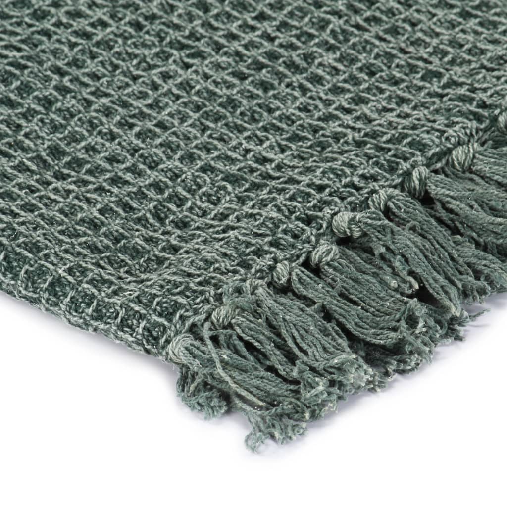 VidaXL Plaid 220x250 cm Baumwolle dunkelgrün