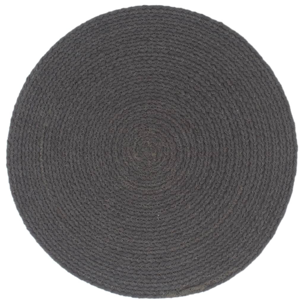 Vidaxl -Placemats 4 Sts rund 38 cm Baumwollschaltkreum dunkelgrau
