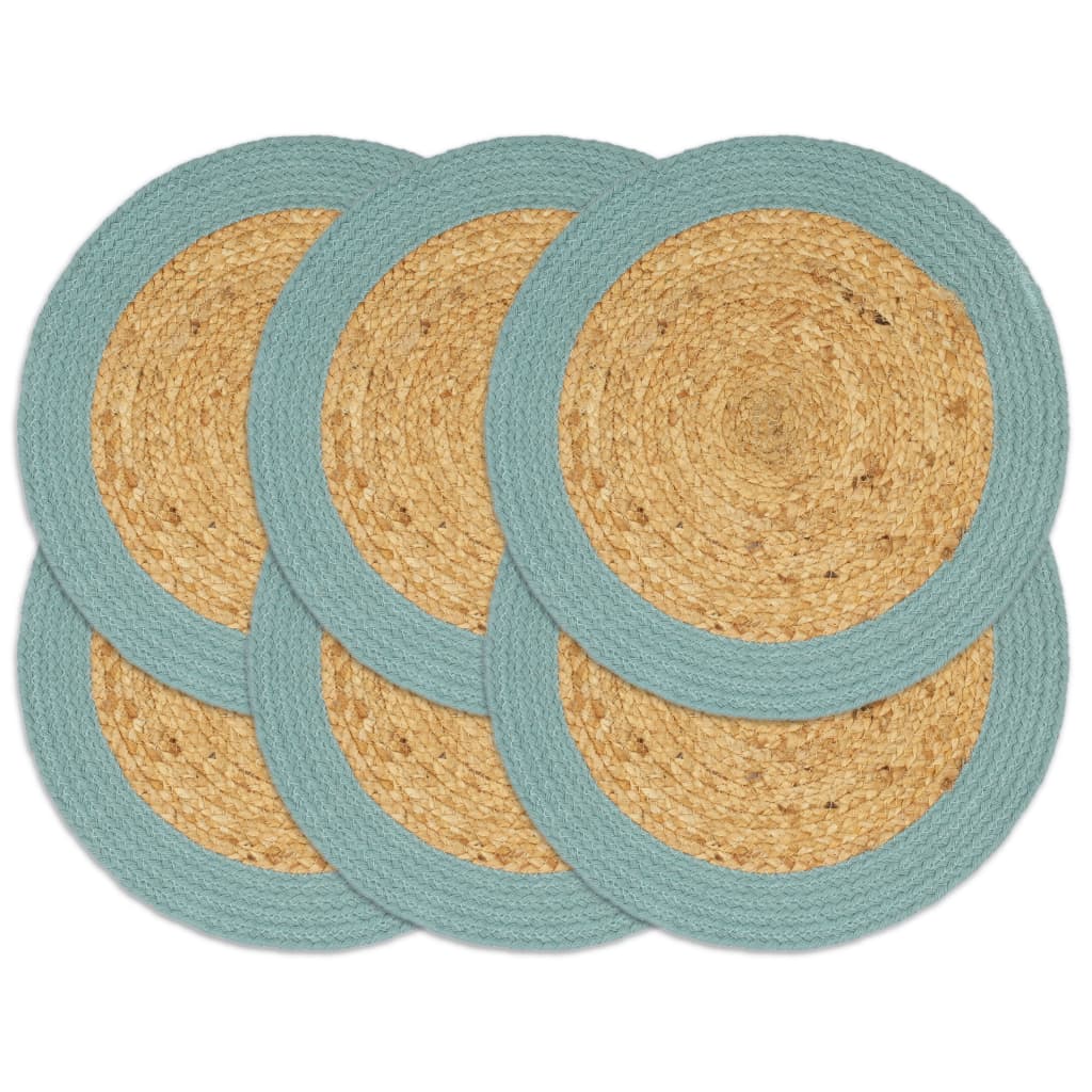 Vidaxx Tischsets 6 Stück 38 cm Jute und Baumwolle natur und grün