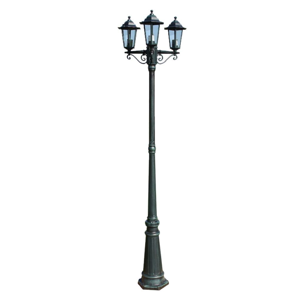 Vidaxl Gartenlaterne mit 3 Armen 215 cm Aluminium dunkelgrün Schwarz