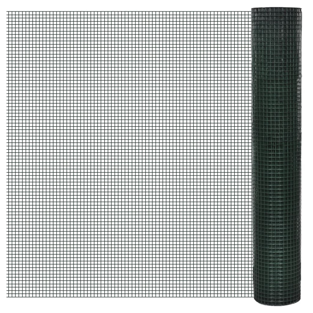 VidaXL Hühnerdraht 10x1 m aus verzinktem Stahl mit PVC-Beschichtung grün