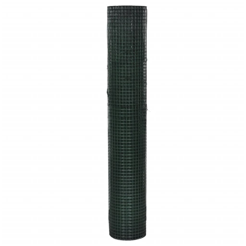 Vidaxx Hühnerdraht 25x1 m aus verzinktem Stahl mit PVC-Beschichtung grün