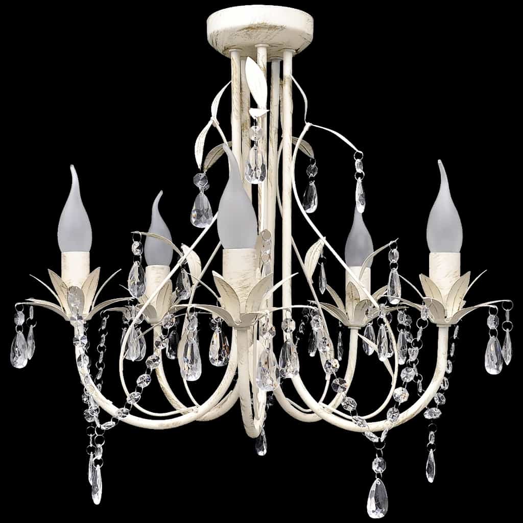 Vidaxl -Kristallkronleuchter mit weißem elegantem Design (5 Lampen)