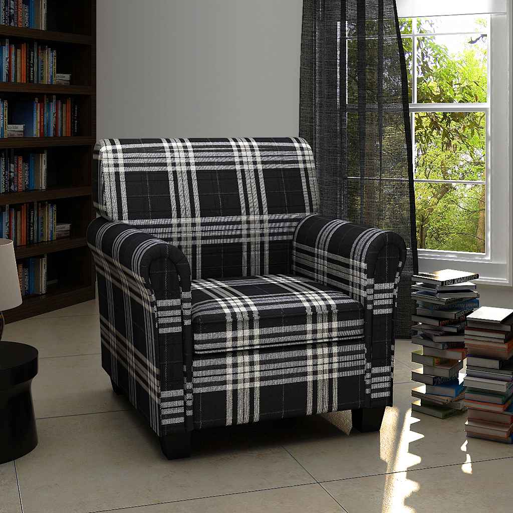 Vidaxl fauteuil met kussen stof zwart