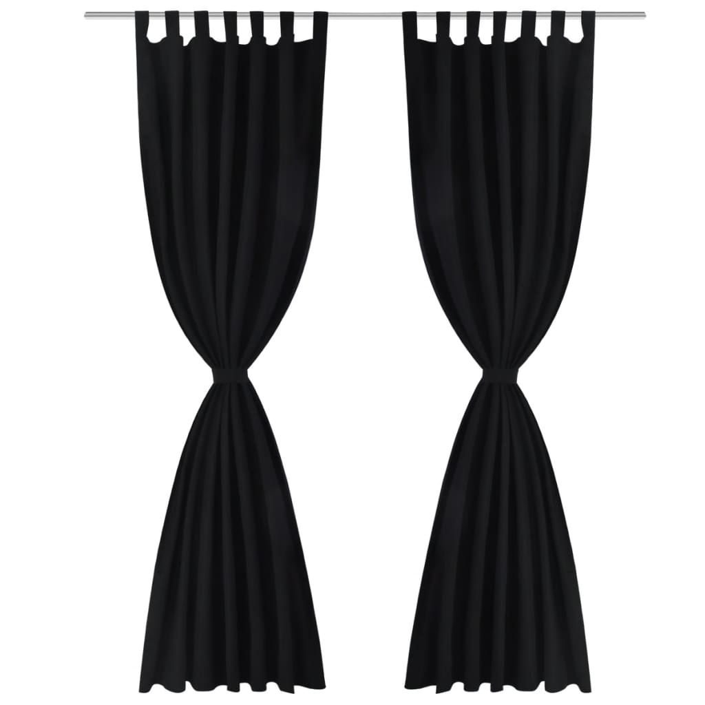 Vidaxl Micro-Satin-Vorhänge mit Ringen 140 x 175 cm 2 Stücke (schwarz)