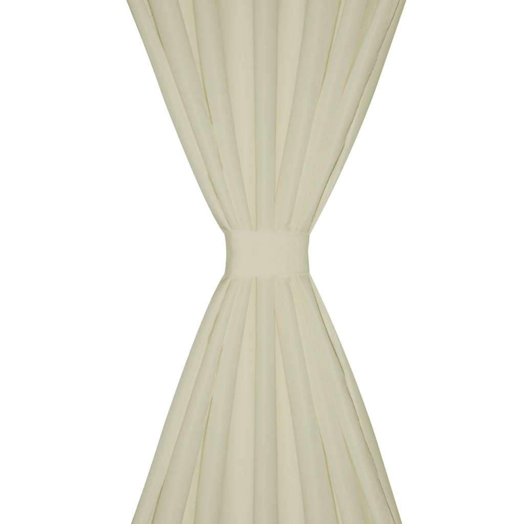 VidaXL Mikrosatin-Vorhänge mit Ringen 140 x 225 cm 2 Stück (Creme)